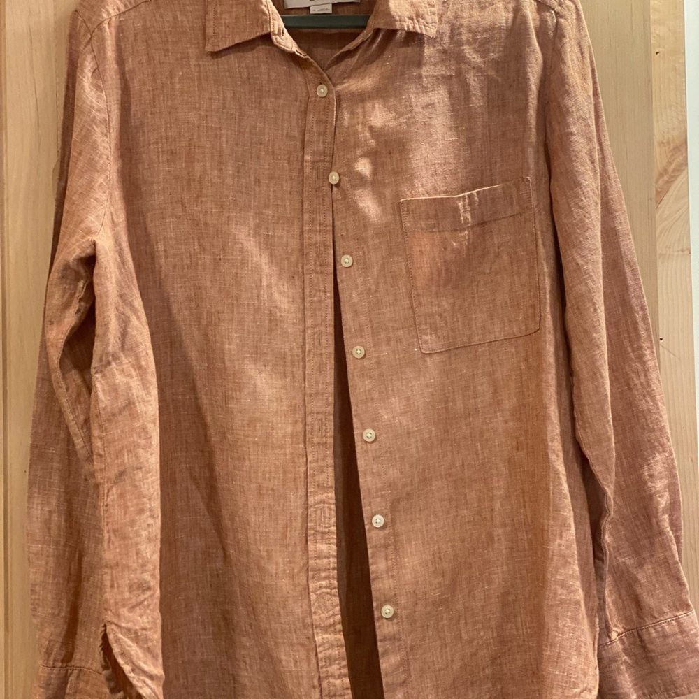 LOFT Women's Button Down Shirt in Rust Brown